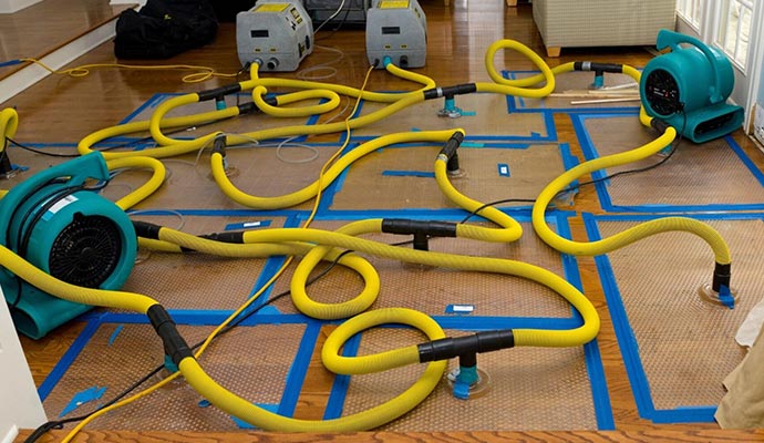 Water damage restoration service using professional equipment Water damage restoration service using professional equipment