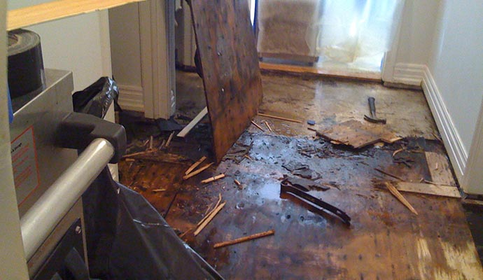 Water damged floor Water damaged floor