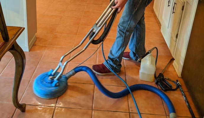 professional floor cleaning with equipment