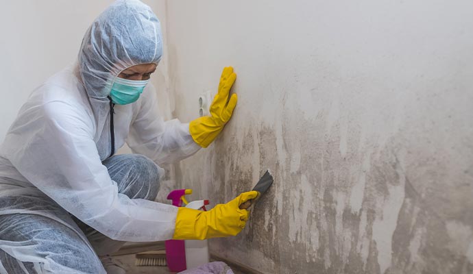 Professional removing mold with equipment