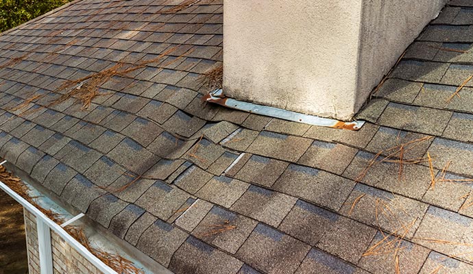 Close-up view of leak roof