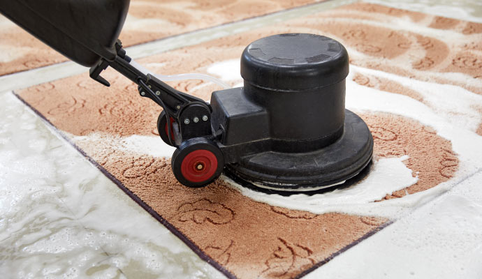 Cleaning a rug with professional equipment