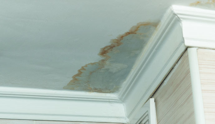 Visible water damage on the ceiling